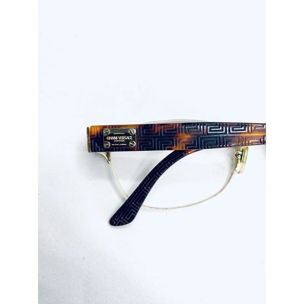 Versace Black Gold Metal Wayfarer Glasses Tortoise Temple MOD 1222 53 17 140